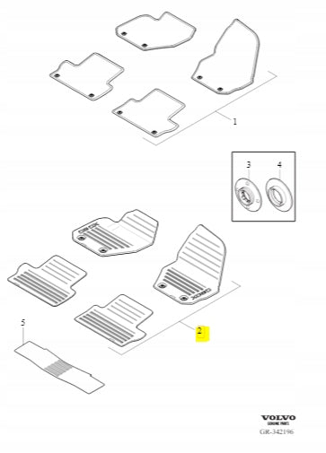 Gulvmatter Volvo S80 II (2006-2016) – TPE Gummi | Volvo OEM - detaljer
