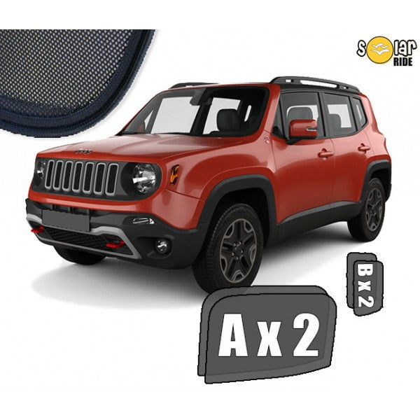 Sr solskjerm i akryl til Jeep Renegade (2014-) med enkel montering og god beskyttelse mot sol og regn