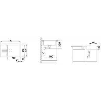 Måltegning Blanco Zia XL 6 S Compact – mål 780x500 mm