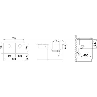 Måltegning Blanco Subline 480/320-U – mål 825x400 mm