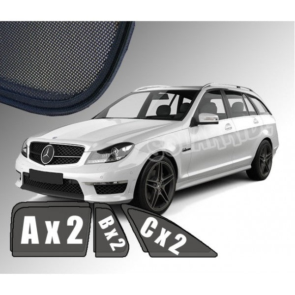 Sr solskjerm i akryl til Mercedes C (S204) Stasjonsvogn med enkel montering og vindavvisning