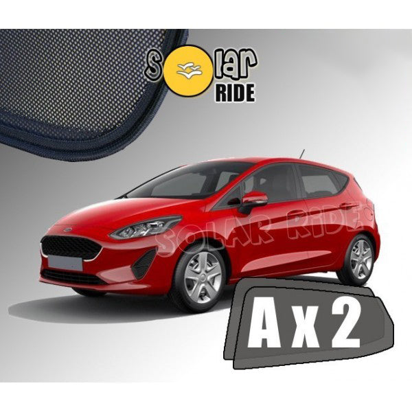 Sr solskjerm i akryl til Ford Fiesta Mk7 i røykfarget design for bedre ventilasjon og regnbeskyttelse