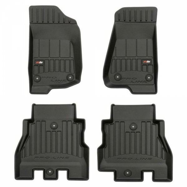 Frogum 3D Premium gulvmatter til Jeep Wrangler JL (2017–) – svart TPE med høy sidekant, sett med 4 stk.