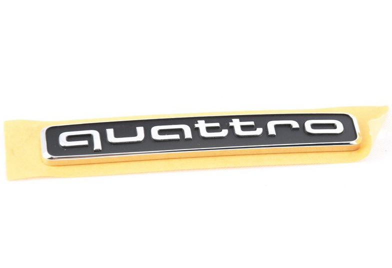 Emblem/logo til Audi Quattro Tuning Exclusive Silver and med krom og svart finish for bakluke