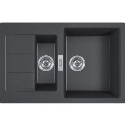 Franke Sirius 2.0 S2D 651-78 kjøkkenvask i Tectonite Onyx med 1 ½ kum og kort avrenning