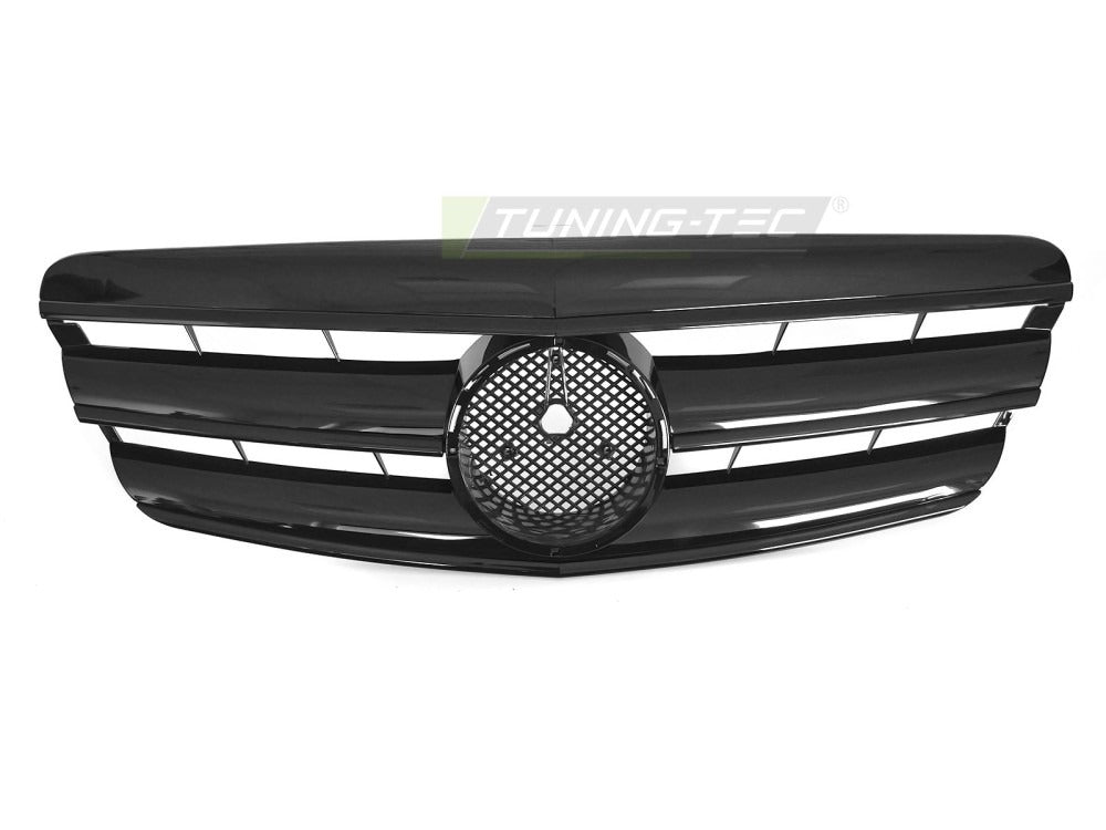 Detaljbilde av Grill Mercedes S-Klasse W221 05-09 sort med lamellstruktur og emblemfeste.
