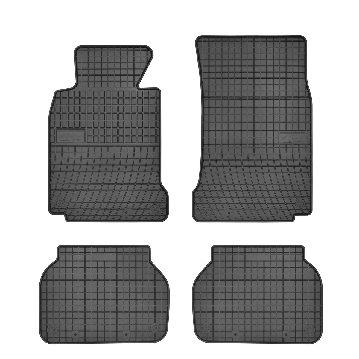 Frogum gummimatter til BMW 5 (E39) 1995–2003 – svart, 4 stk, 1 cm sidekant, vanntett