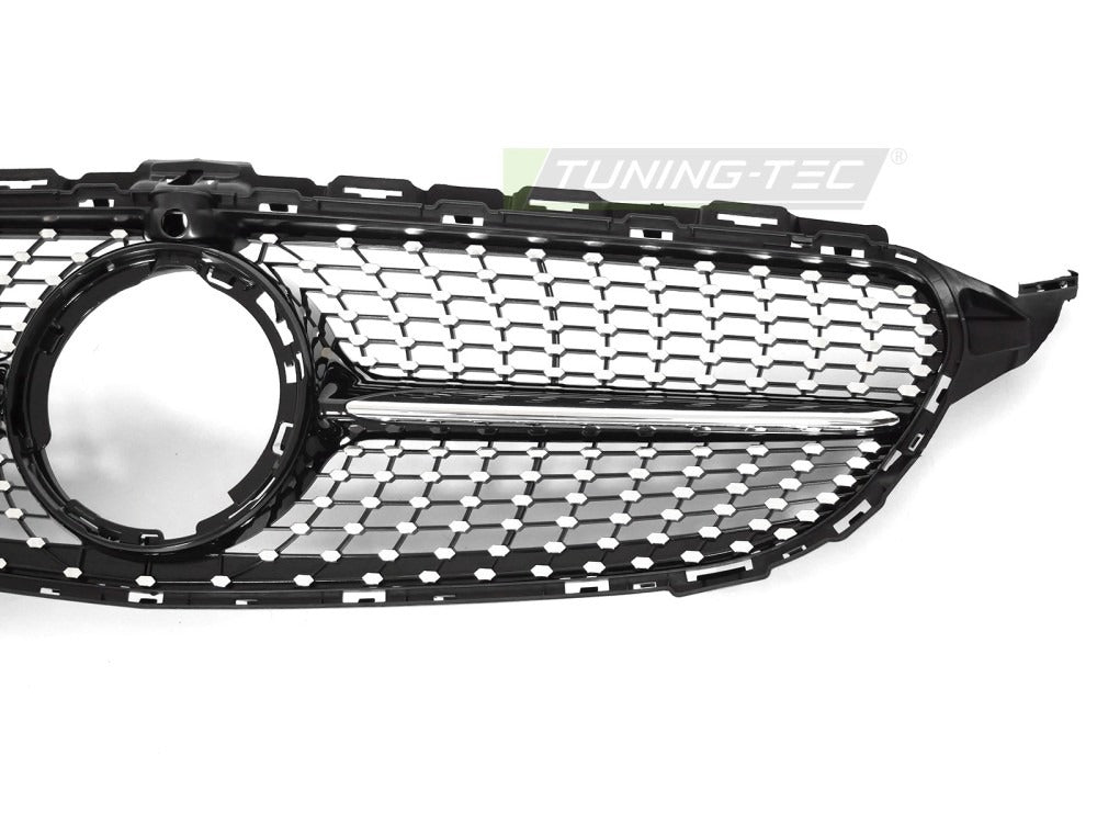 Grill Mercedes C-Klasse W205 18-23 sett fra siden, struktur synlig.