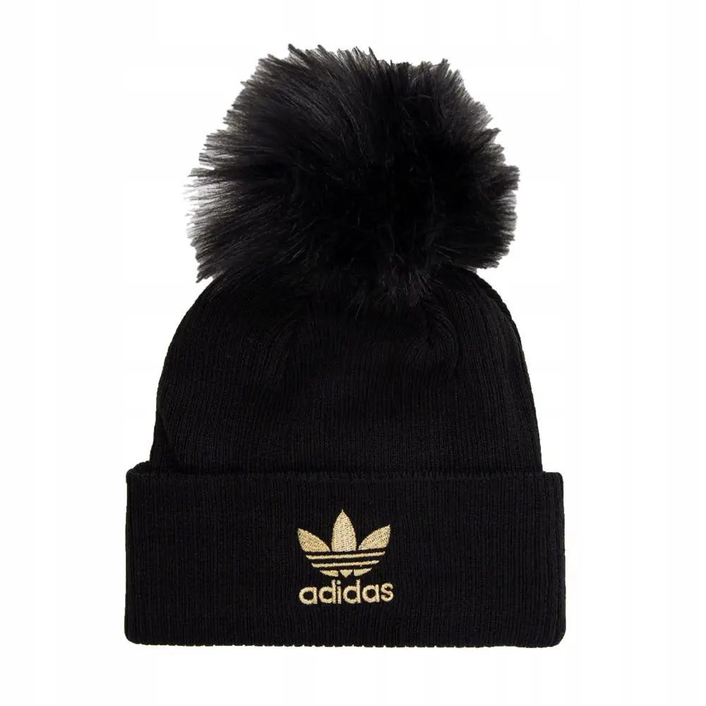 Adidas Vinterlue med Kunstig Pelsdusk Beanie Svart / Metallisk Gull