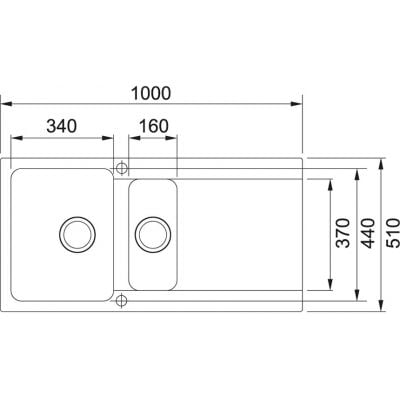 Måltegning Franke Orion OID 651 – mål 1000x510 mm