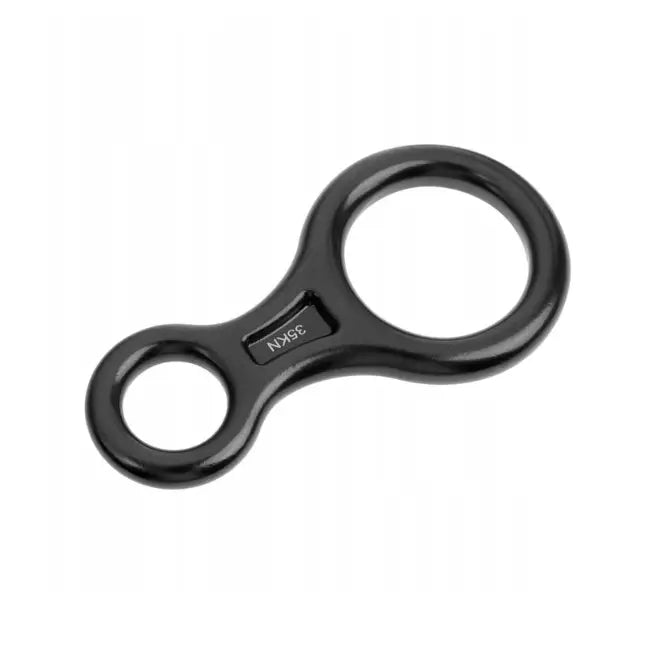 Akrobatisk silkesjerf ring, skrå oversikt som fremhever ulik åpning og inngravert belastningsgrense.