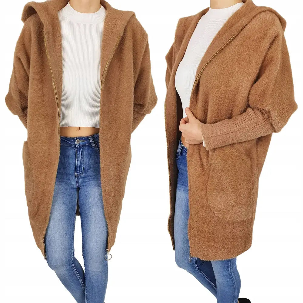 Alpakka Damefrakk Ull med Hette