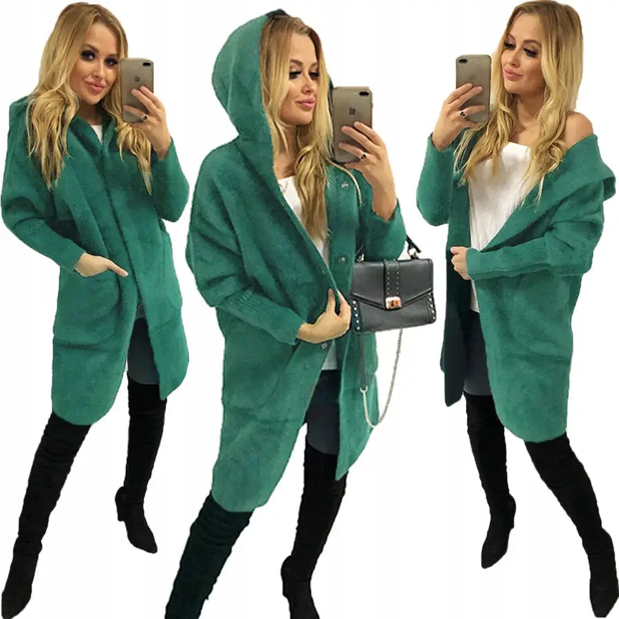 Alpakka Frakk Jakke Ull Farger Oversize Lang - Grønn