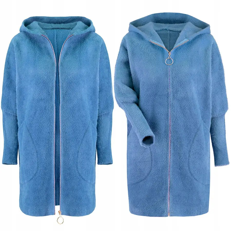 Alpakka-glidelås-frakk i Ull Farger Oversized Lang - Blå