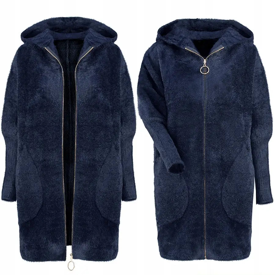 Alpakka Glidelås Kåpe Ull Farger Oversized Lang - Blå v