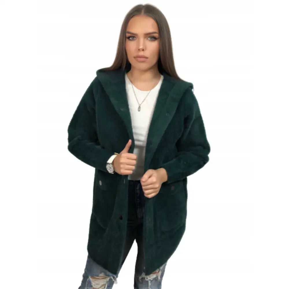 Alpakka Jakke_genser_med_hette_uni - Flerfarget v