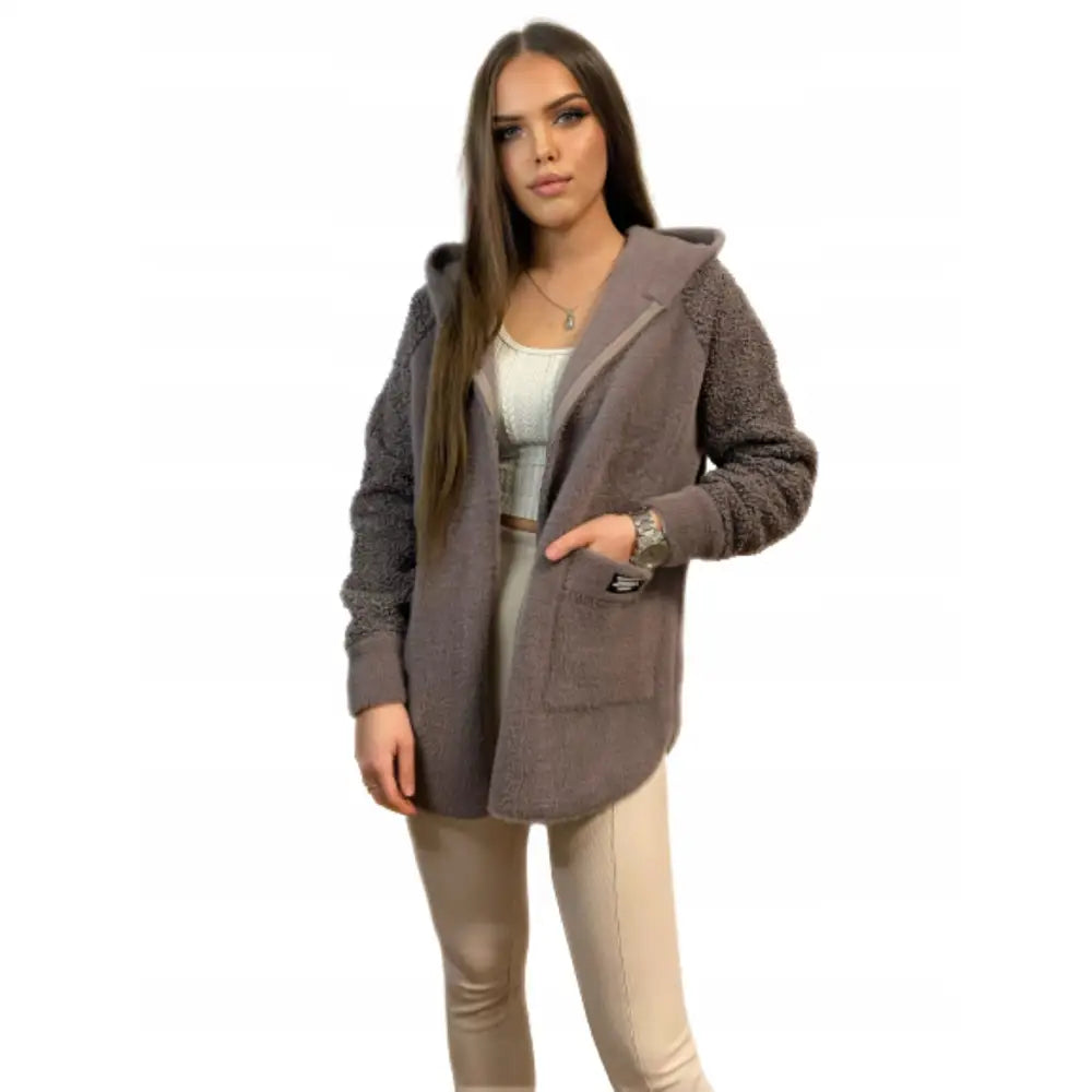 Alpakka Jakke med Glidelås og Hette_uni