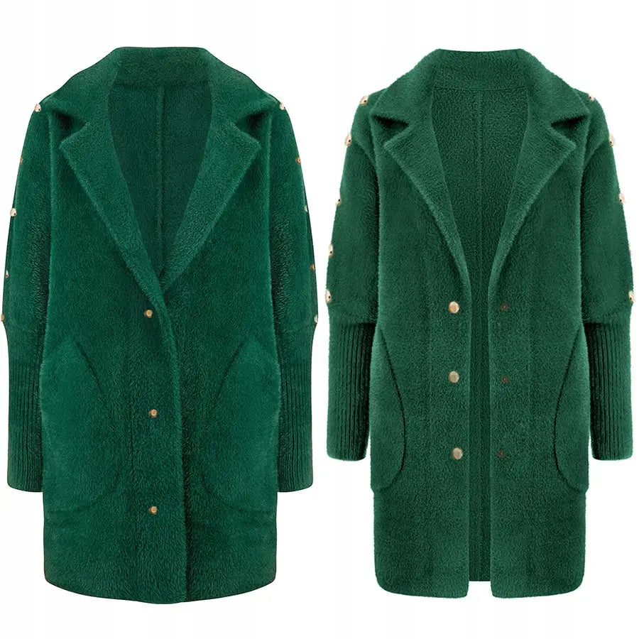 Alpakka med Knapper Varm Ullkåpe Kast - Flerfarget