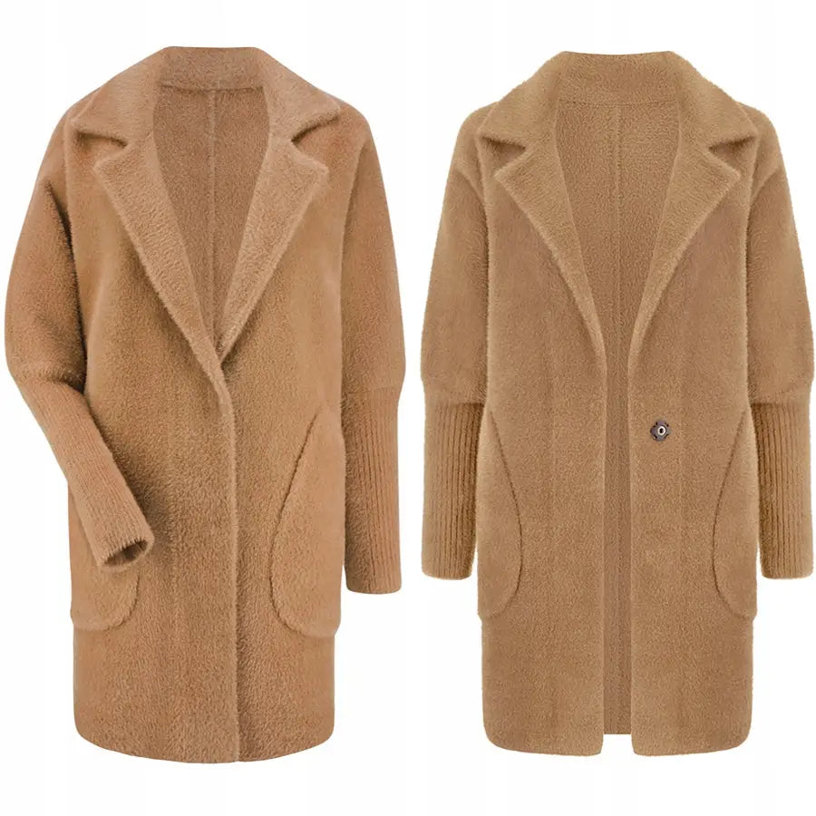 Alpakka Varm Frakk Kast Jakke Ull - Brun v