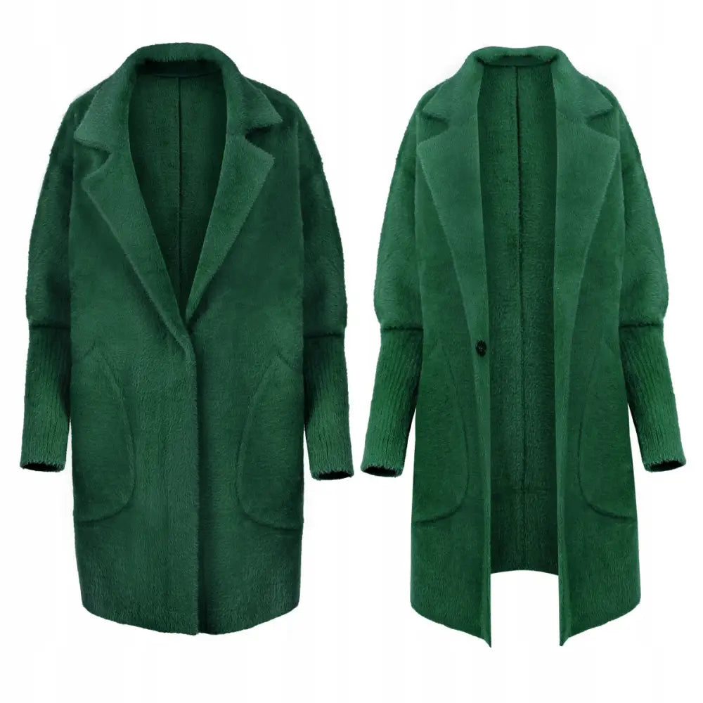 Alpakka Varm Kåpe med Krage Flaskegrønn