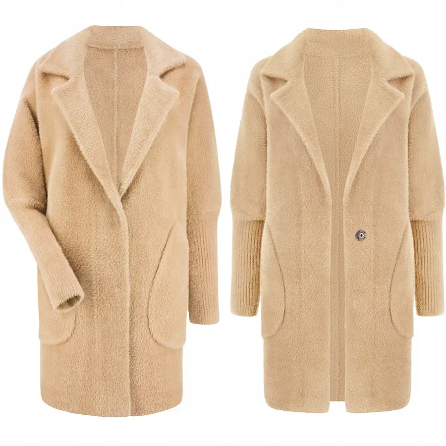 Alpakka Varm Kåpe Overtrekk Jakke Ull - Beige