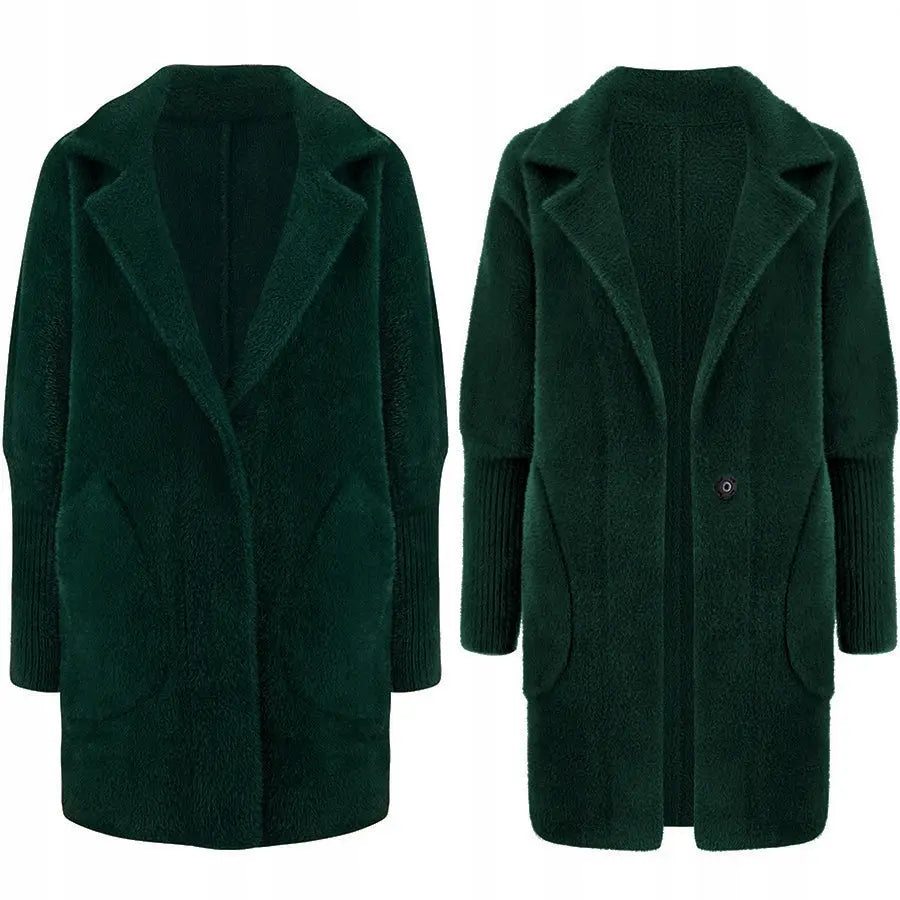 Alpakka Varm Kåpe Overtrekk Jakke Ull - Grønn v