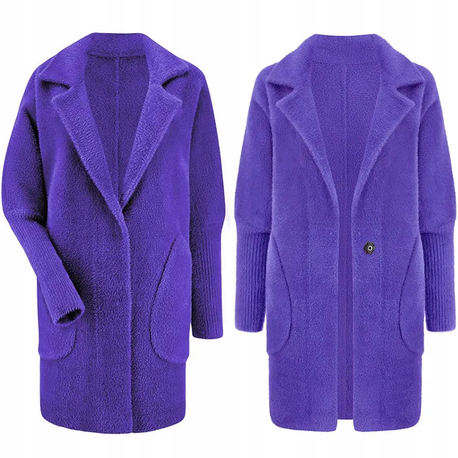 Alpakka Varm Kåpe Overtrekksjakke Ull - Lilla