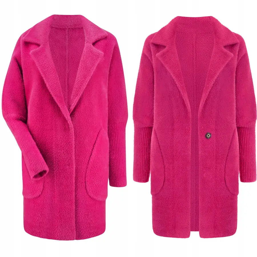 Alpakka Varm Kåpe Overtrekksjakke Ull - Rosa