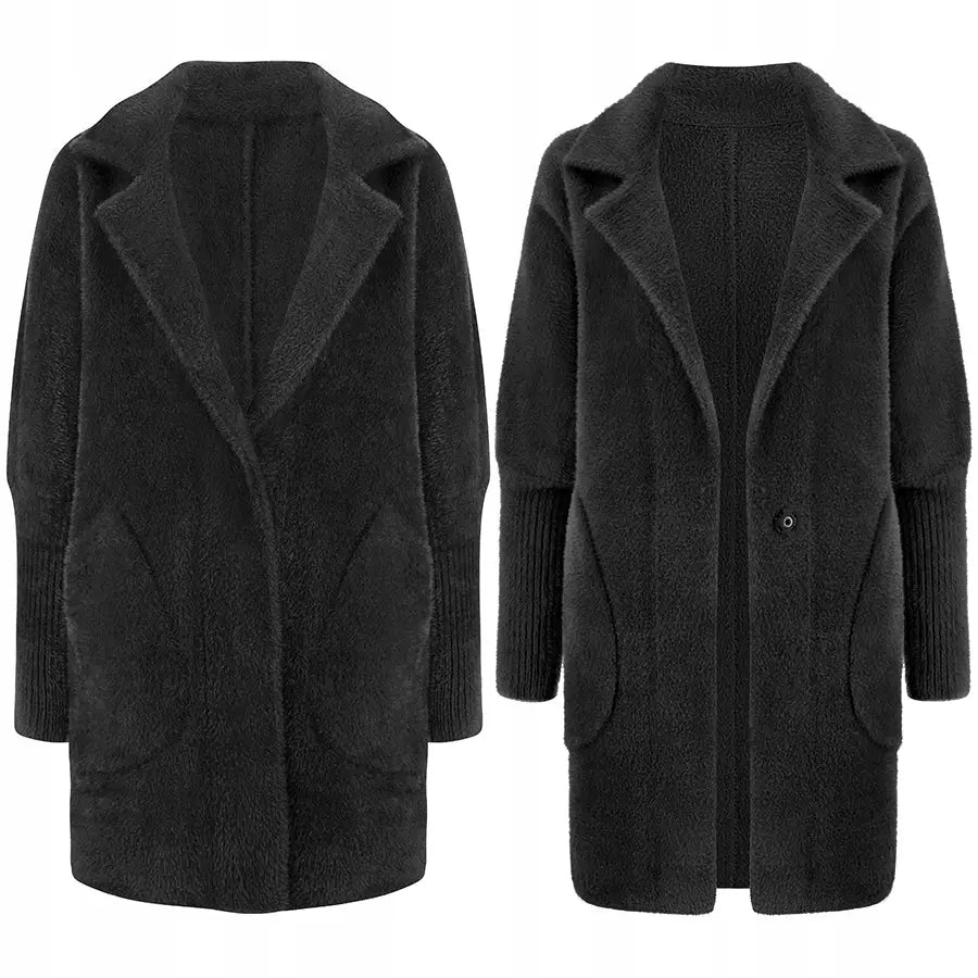 Alpakka Varm Kåpe Overtrekksjakke Ull - Svart