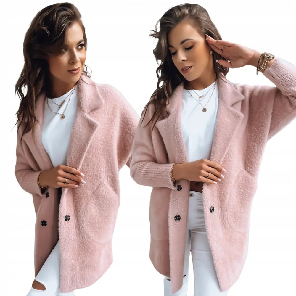 Alpakka Varm Kvinnefrakk Jakke - Rosa