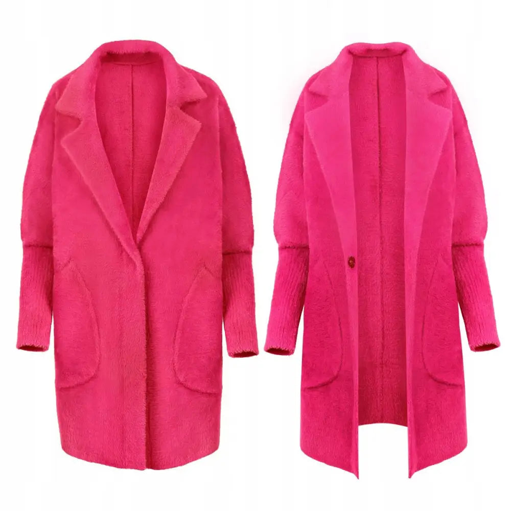 Alpakkafrakk Jakke Krage Ull Farge Fuchsia