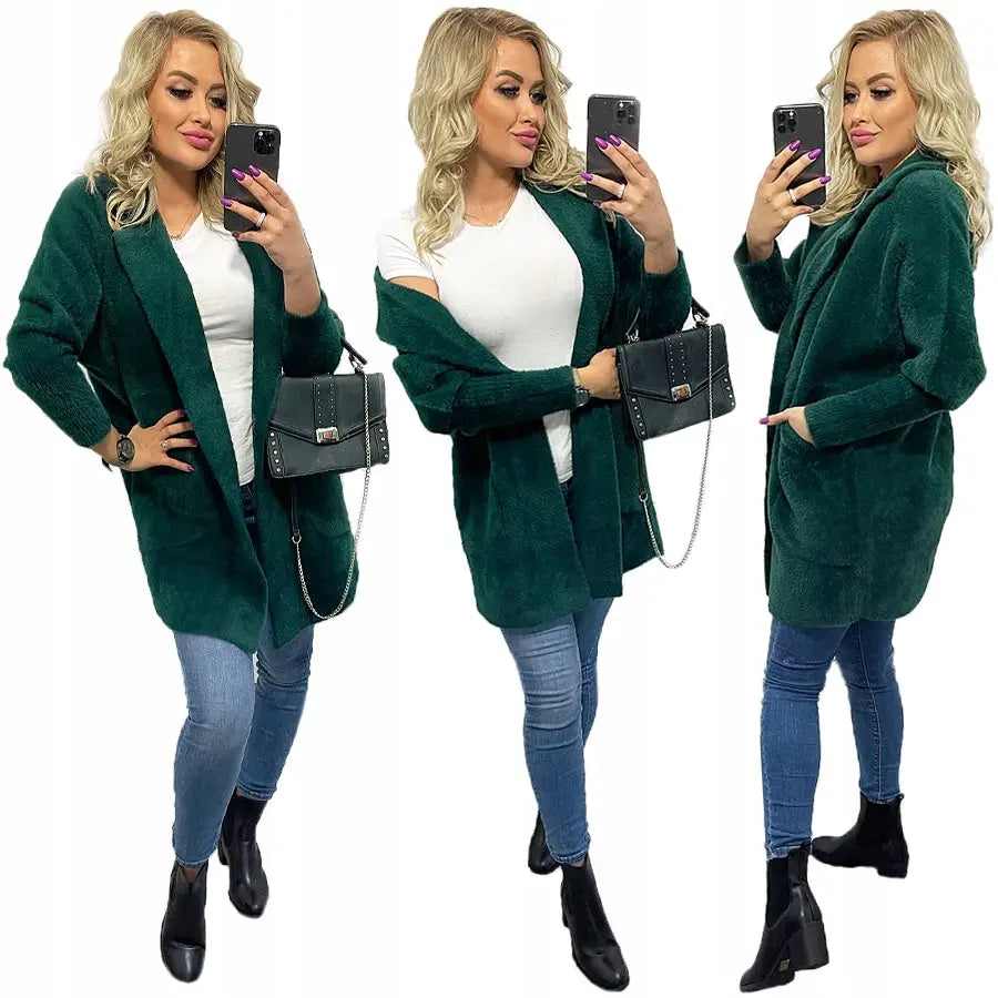 Alpakkafrakk Jakke Ull Moderne Farger Oversize - Grønn v