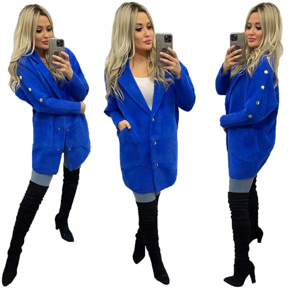 Alpakkafrakk Jakke Ull Mote Farger Oversize - Blå v