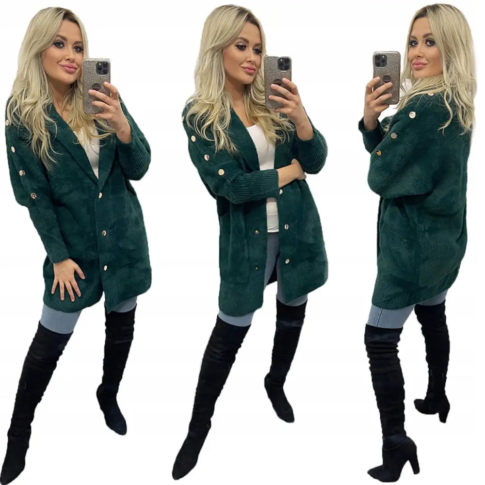 Alpakkafrakk Jakke Ull Mote Farger Oversize - Grønn