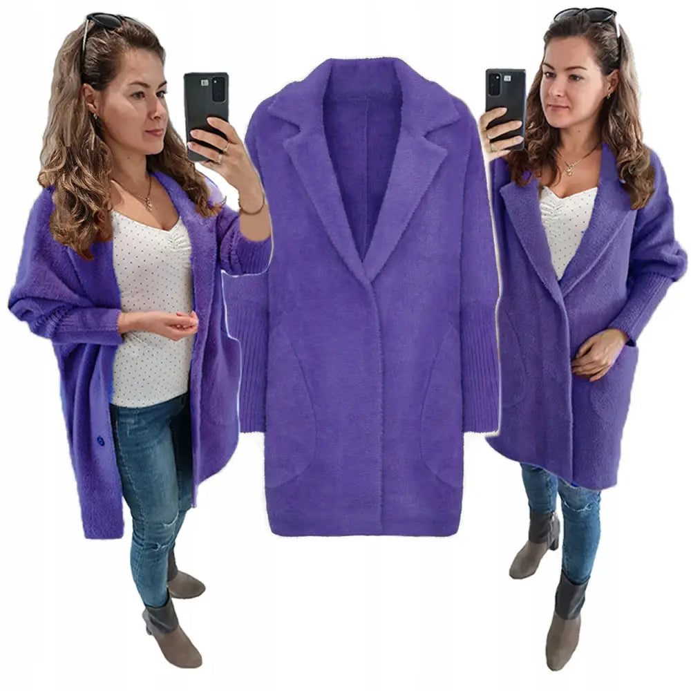 Alpakkafrakk Jakke Ull Mote Farger Oversize - Lilla