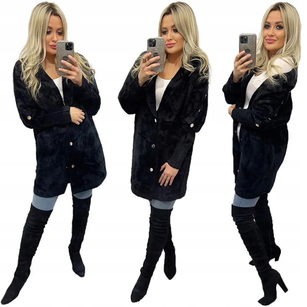 Alpakkafrakk Jakke Ull Mote Farger Oversize - Svart v