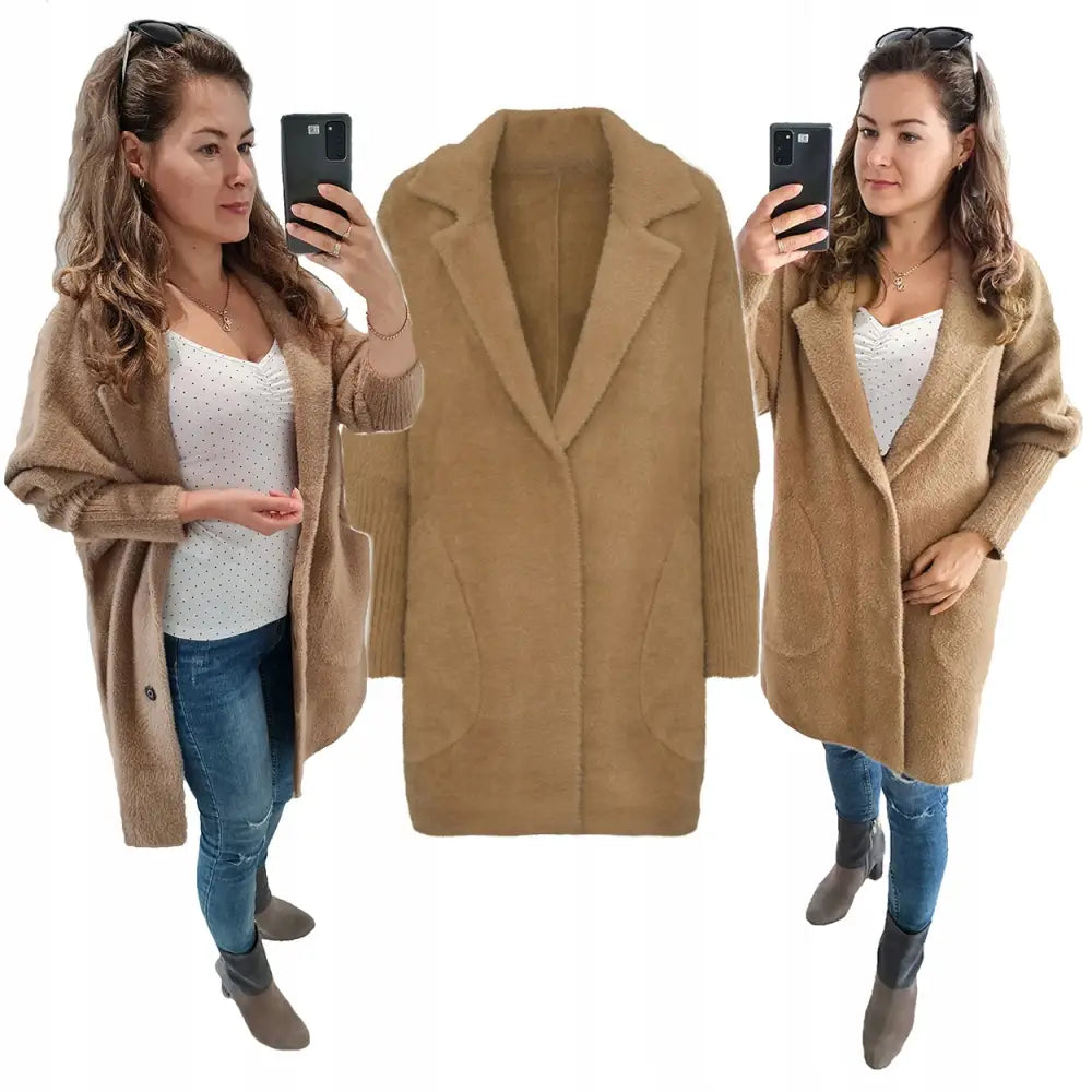 Alpakkafrakk Jakke Ull Trendy Farger Oversize - Flerfarget v