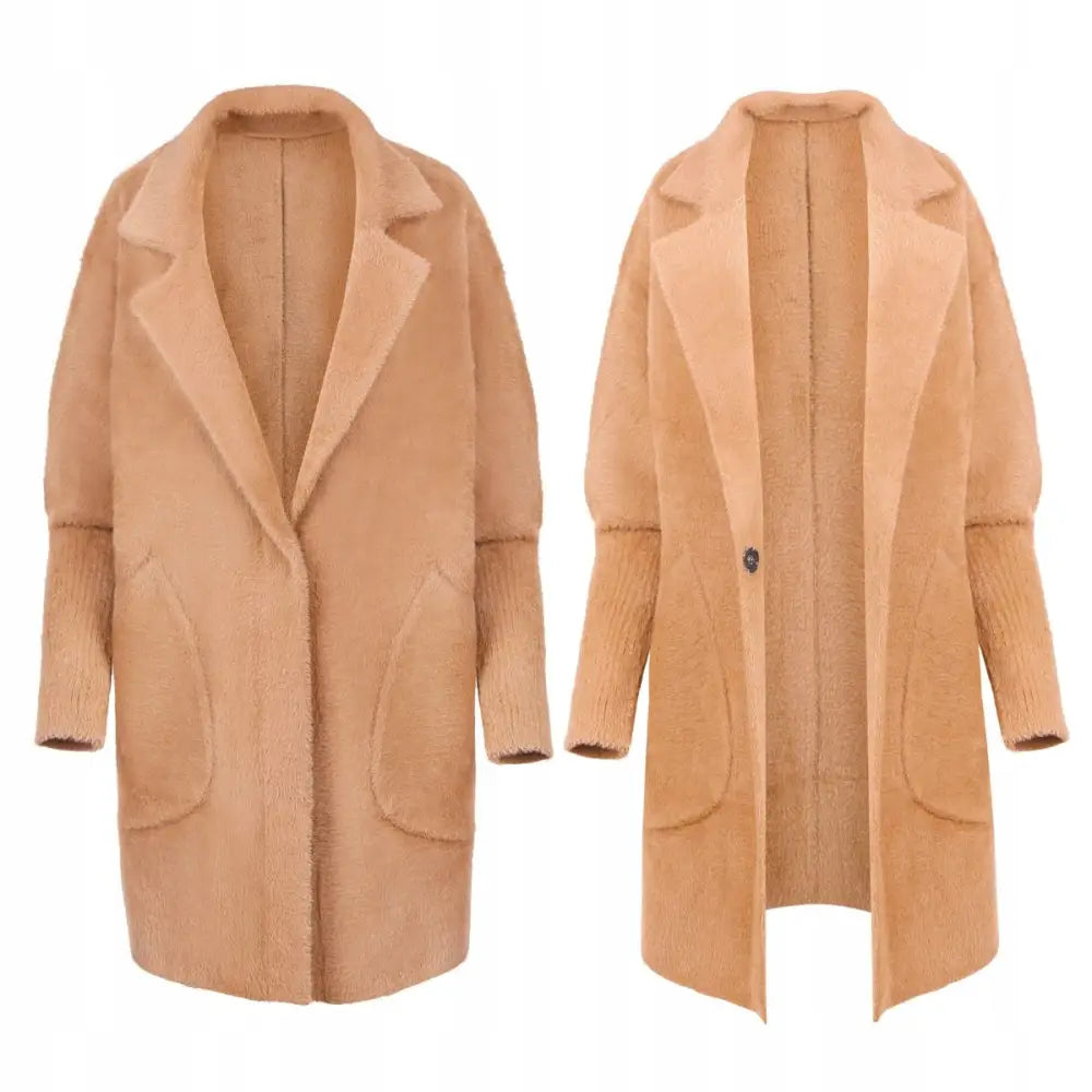 Alpakkafrakk Jakke Ullkrage Kamelfarge