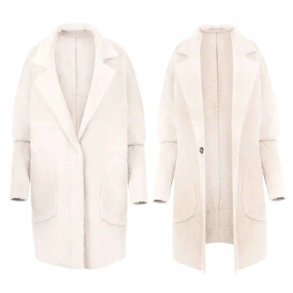 Alpakkafrakk Jakke Ullkrage Kremfarget