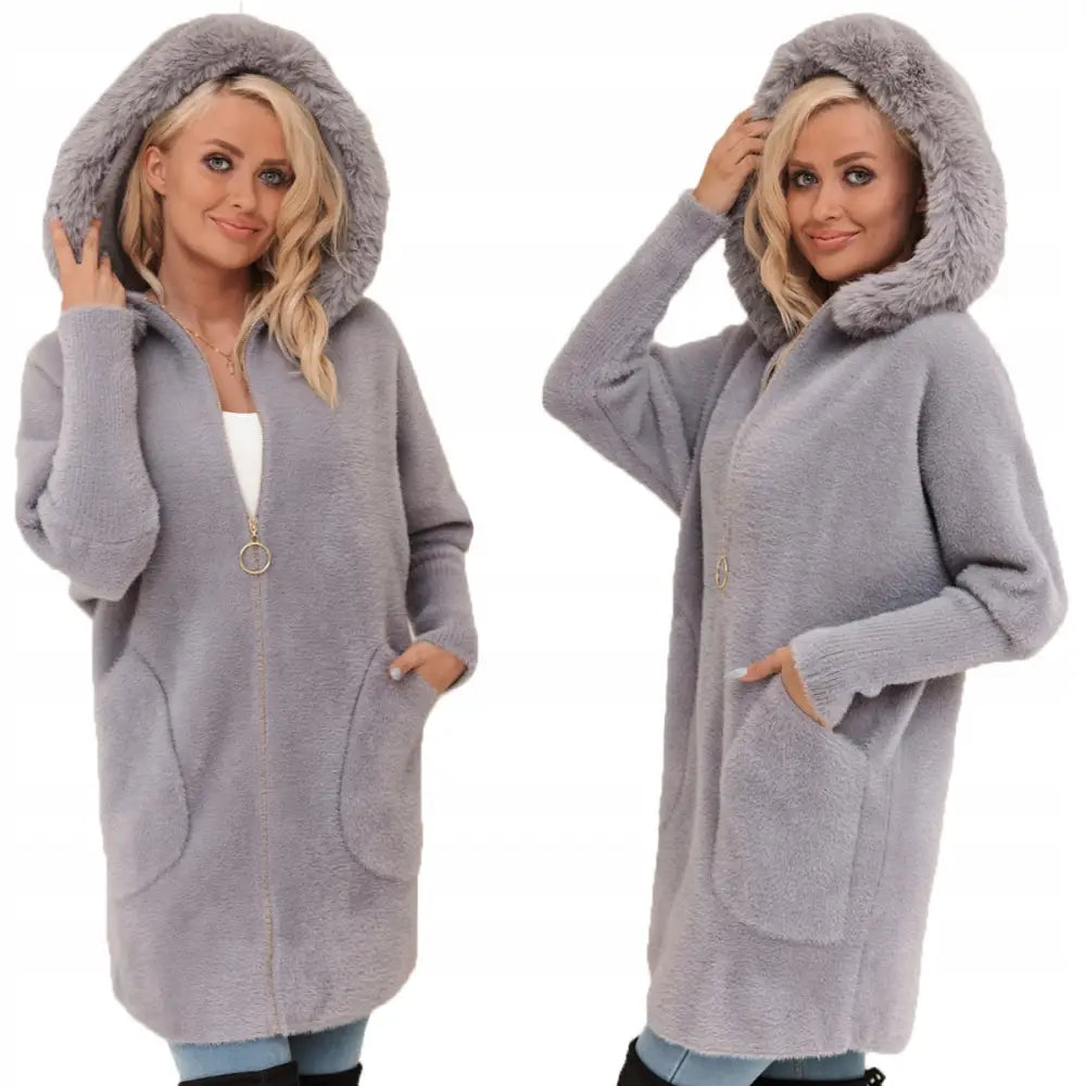 Alpakkafrakk med Fôr og Glidelås i Ull - Varm - Grå v