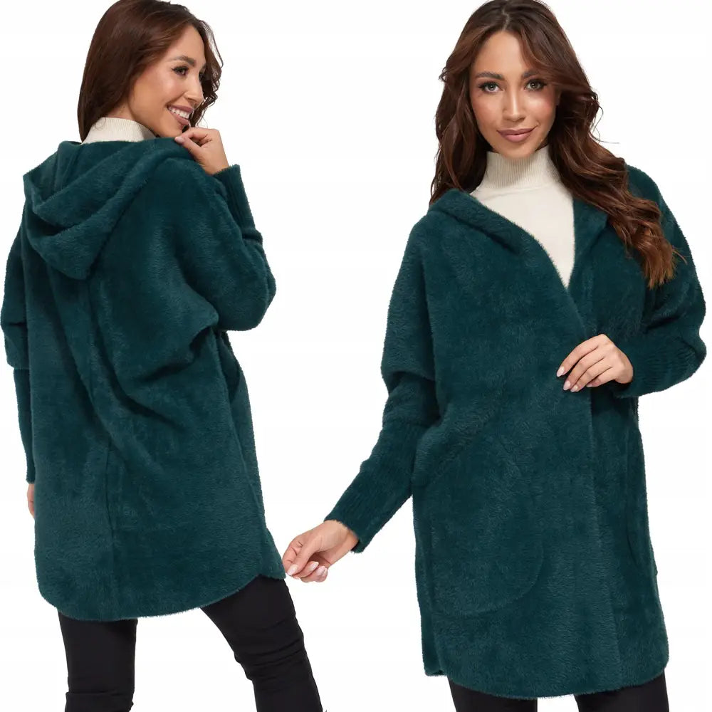 Alpakkafrakk med Hette Lang Oversized - Universell v