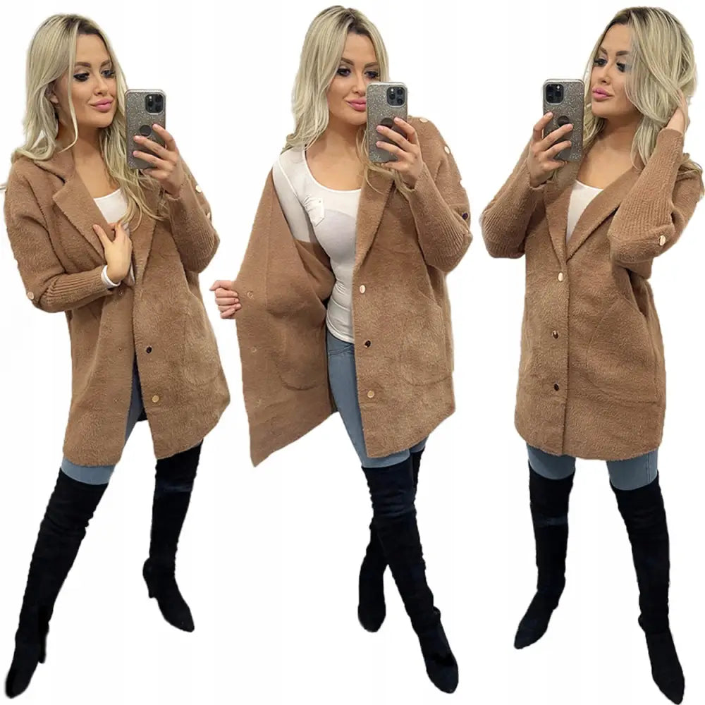 Alpakkakåpe Jakke Ull Mote Farger Oversize - Flerfarget v