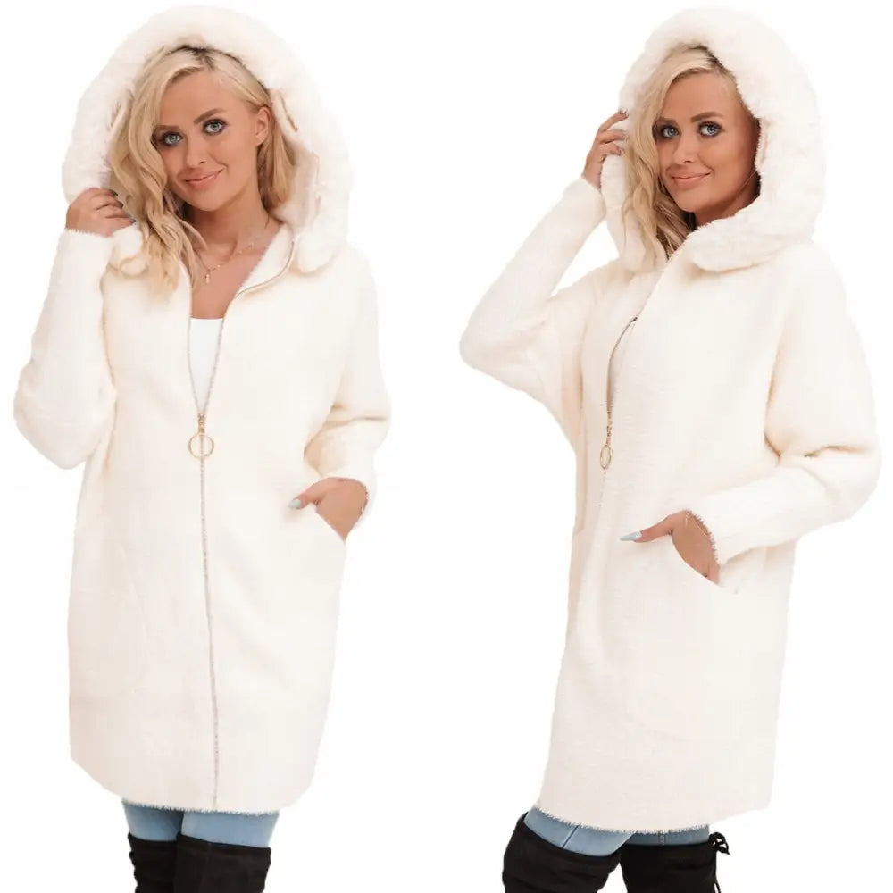 Alpakkakåpe med Futterm Klassisk Glidelås Ull Varm - Beige