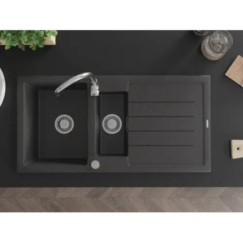 Andres Kjøkkenvask 1 1/2 Kum 1000x500 Mm Svart/grå - 6515101510-76