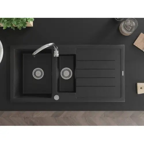 Andres Kjøkkenvask 1 1/2 Kum 1000x500 Mm Svart/sølv - 6515101510-73