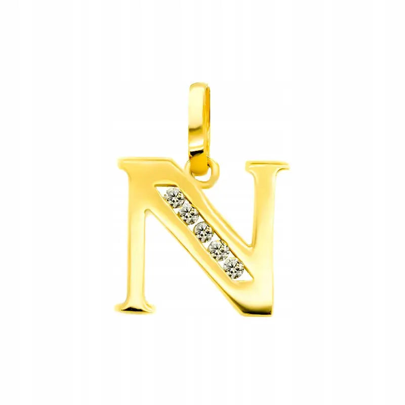 Charm Bokstavanheng - Zirkonia 333 Gult Gull 10 Mm