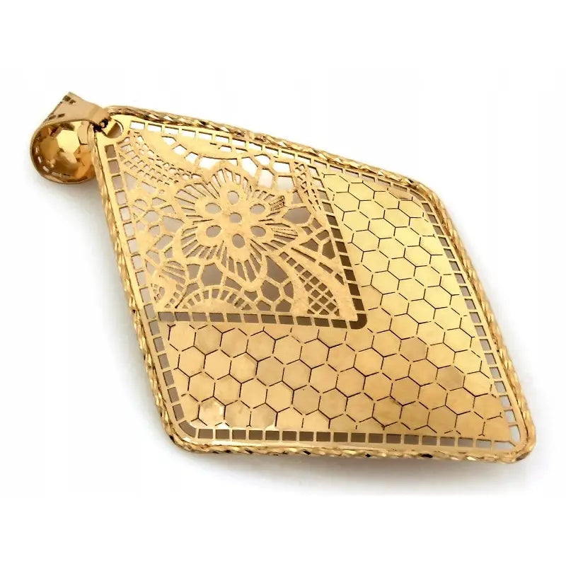 Charm Anheng i 14k Gull 585 til Kjede med Rhombus Dekor