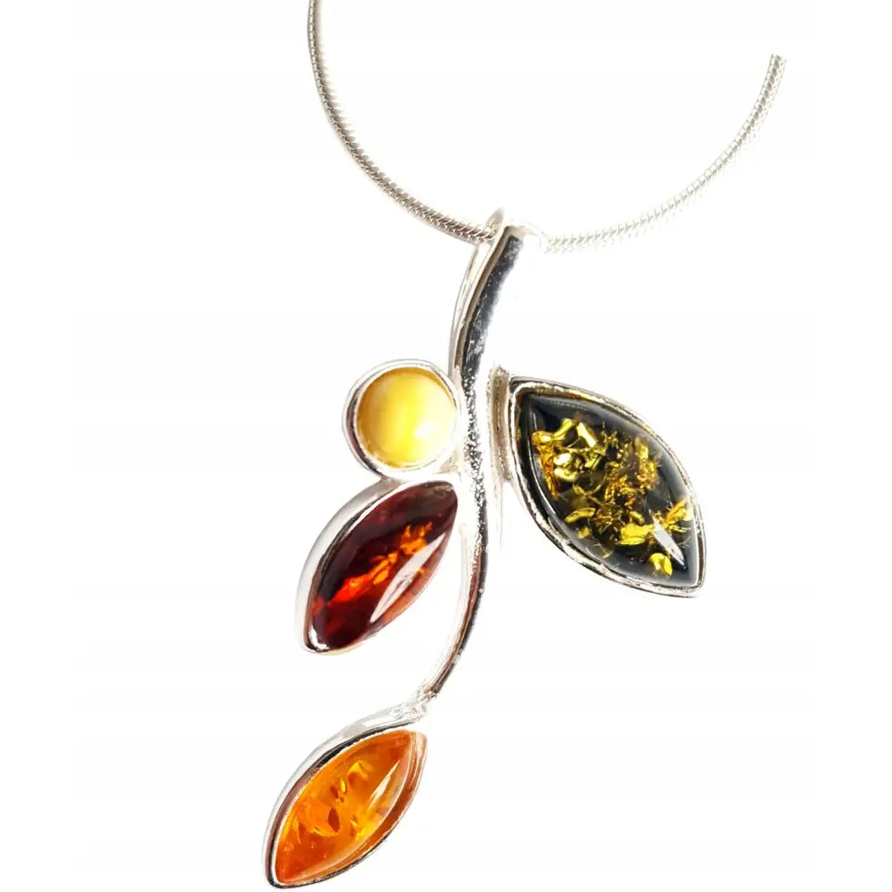 Charm Anheng i Sølv 925 - Flerfarget Rav Kjede