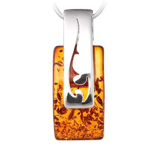 Gullsmykke Halskjede med Baltisk Rav - 925 Sterling Sølv