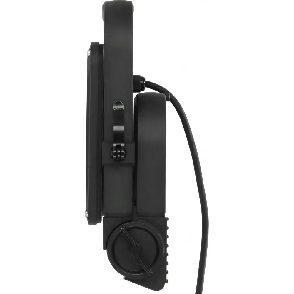 Arbeidslys LED JARO, sidevisning med synlig strømkabel og justerbart håndtak i plast og metall.